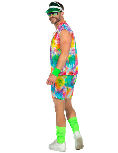 Moški neonski večbarvni tie-dye kostum za aerobiko