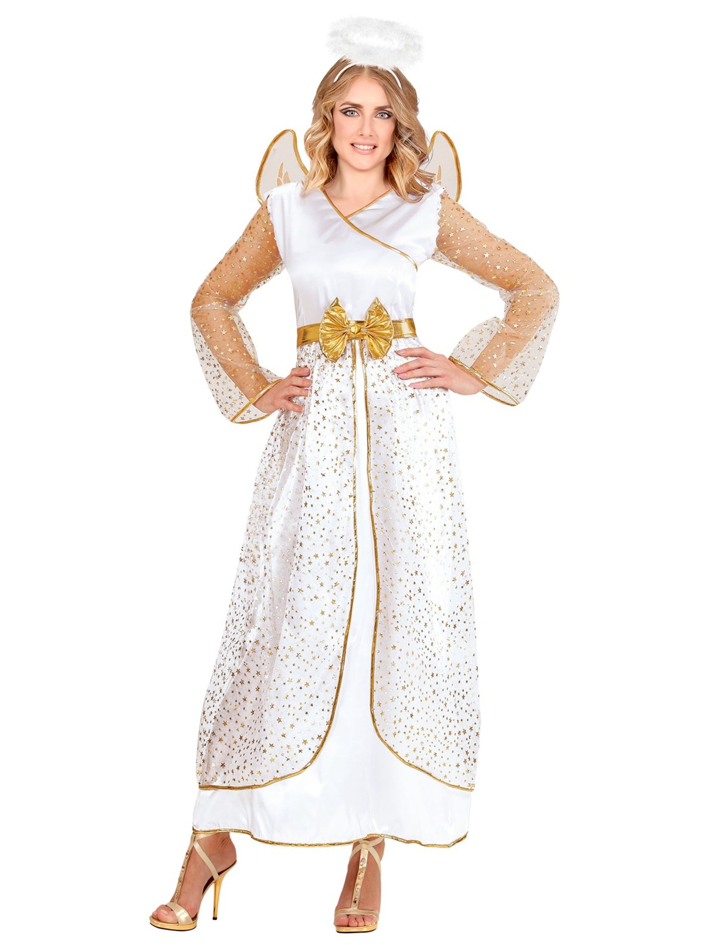 Ženski belo-zlati kostum angela