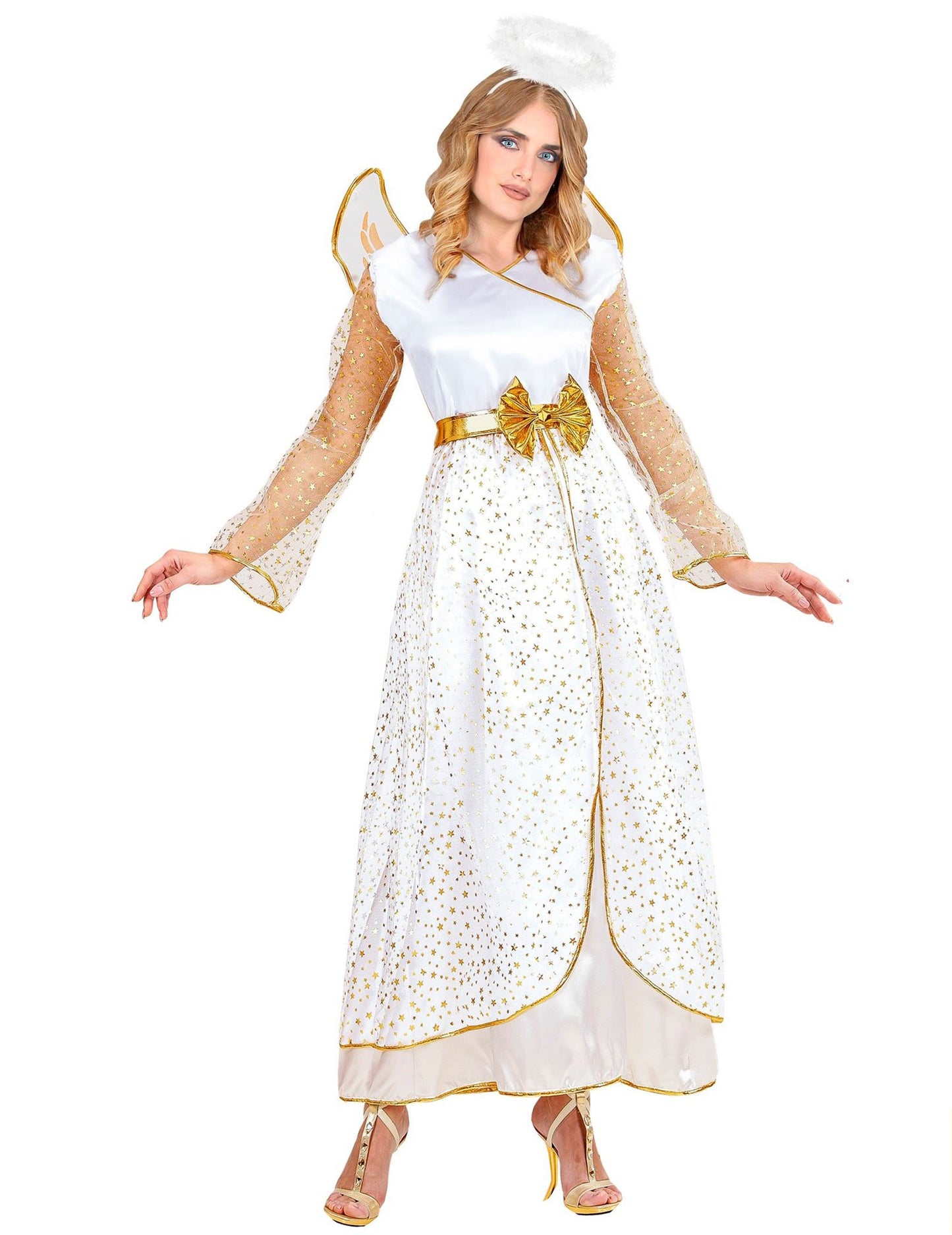 Ženski belo-zlati kostum angela