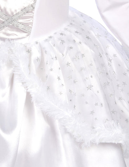 Podrobnost o zvezdnatem veo in krznu kostuma angela za deklico