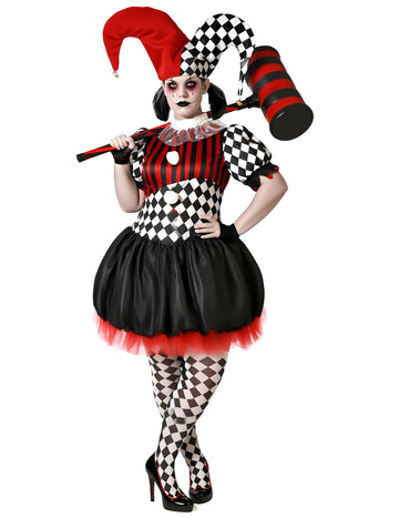 Strašljiv kostum Harlequin za ženske plus velikosti