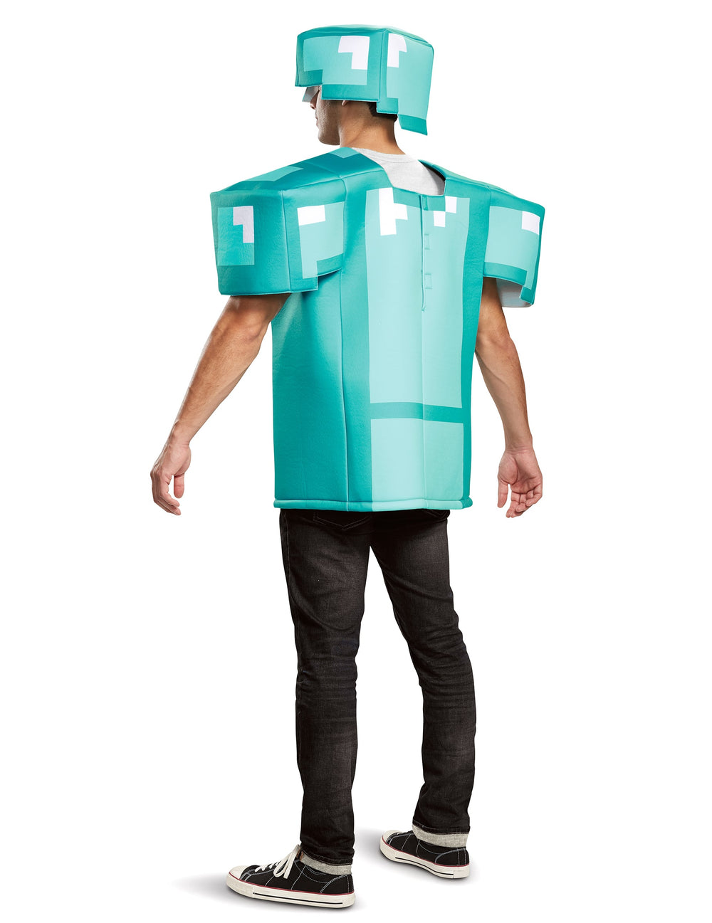 Vue de dos du déguisement armure Minecraft pour adulte