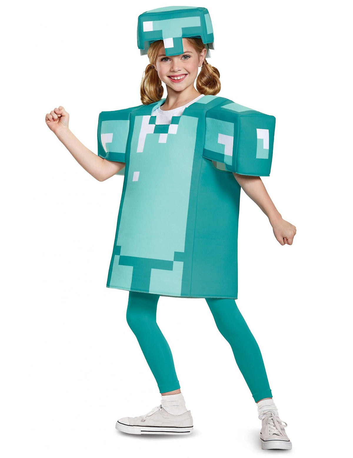 Vue de face du déguisement armure Minecraft pour enfant