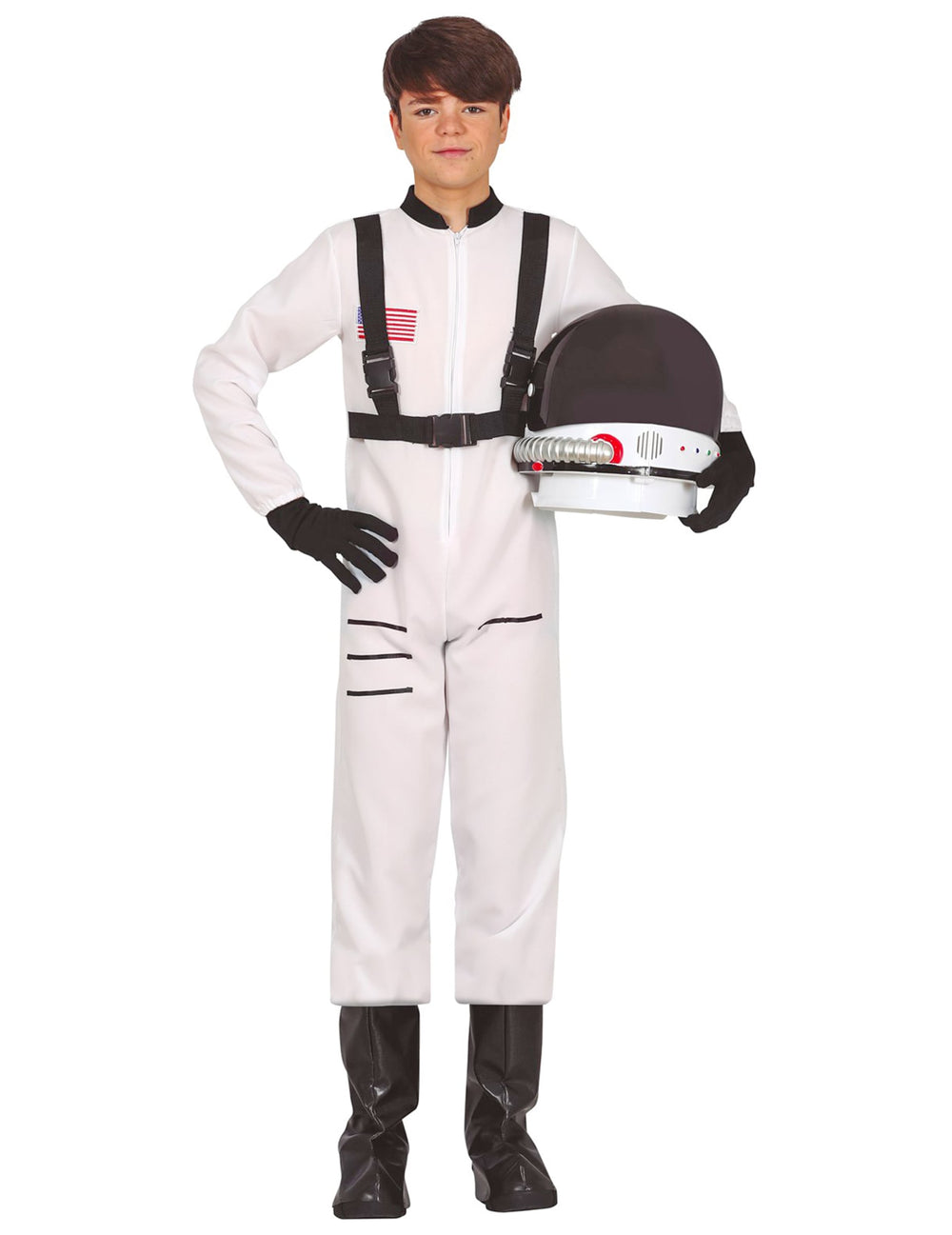 Déguisement d'astronaute pour adolescent blanc avec sangles noires et casque