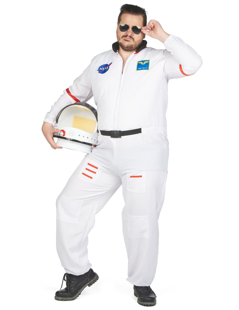Déguisement d'astronaute pour homme blanc avec écussons et casque