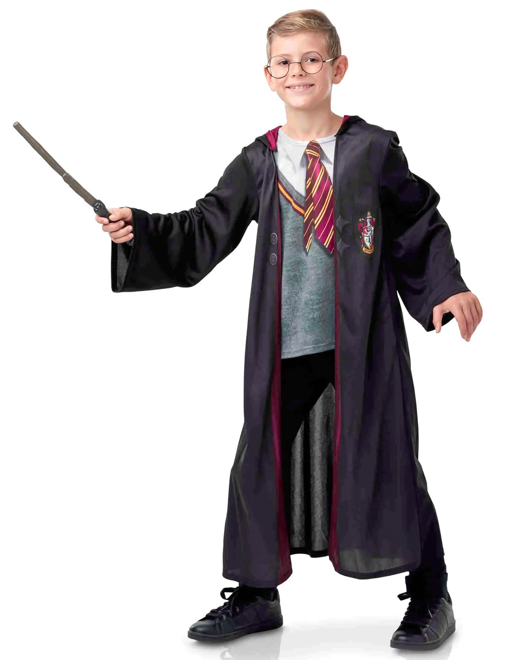 Preoblačilo z dodatki Harry Potter za otrok, črna in bordo, s palico in očala