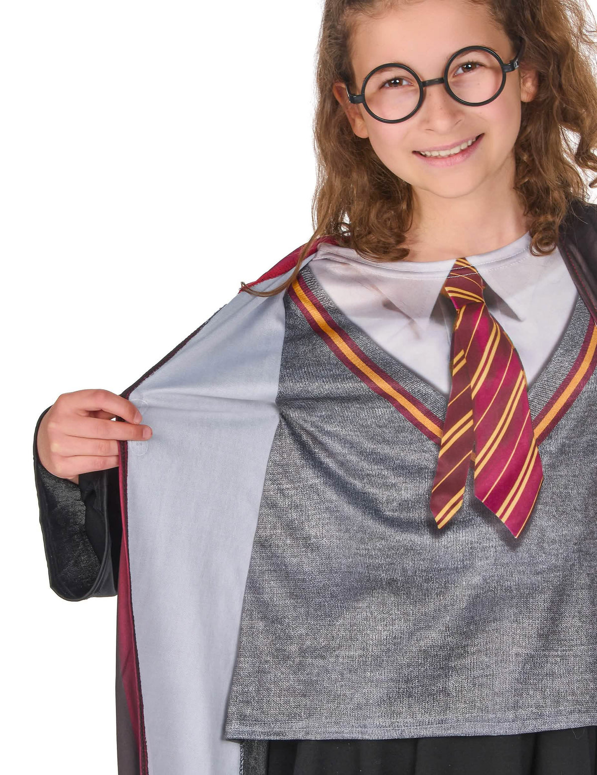 Podrobnost o potiskanem kravatu in zgornjem delu kostuma z dodatki Harry Potter™