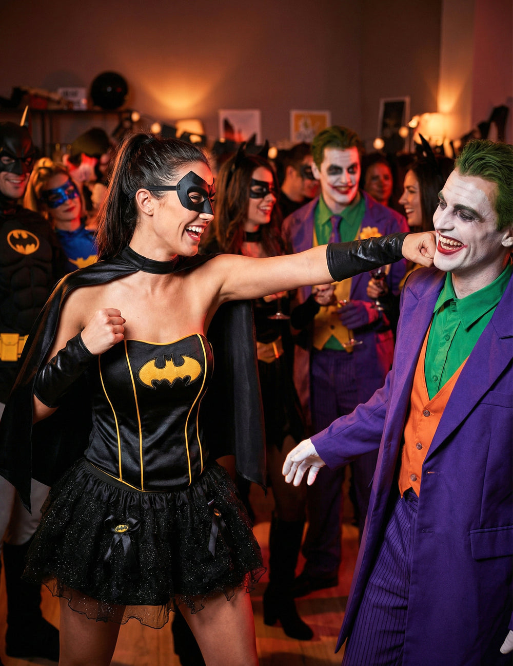 Mise en situation avec le Joker du déguisement Batgirl™ sexy pour femme