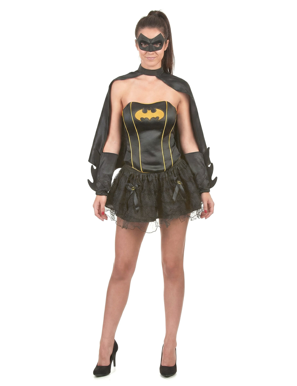 Déguisement Batgirl™ sexy pour femme noir et jaune avec tutu et masque