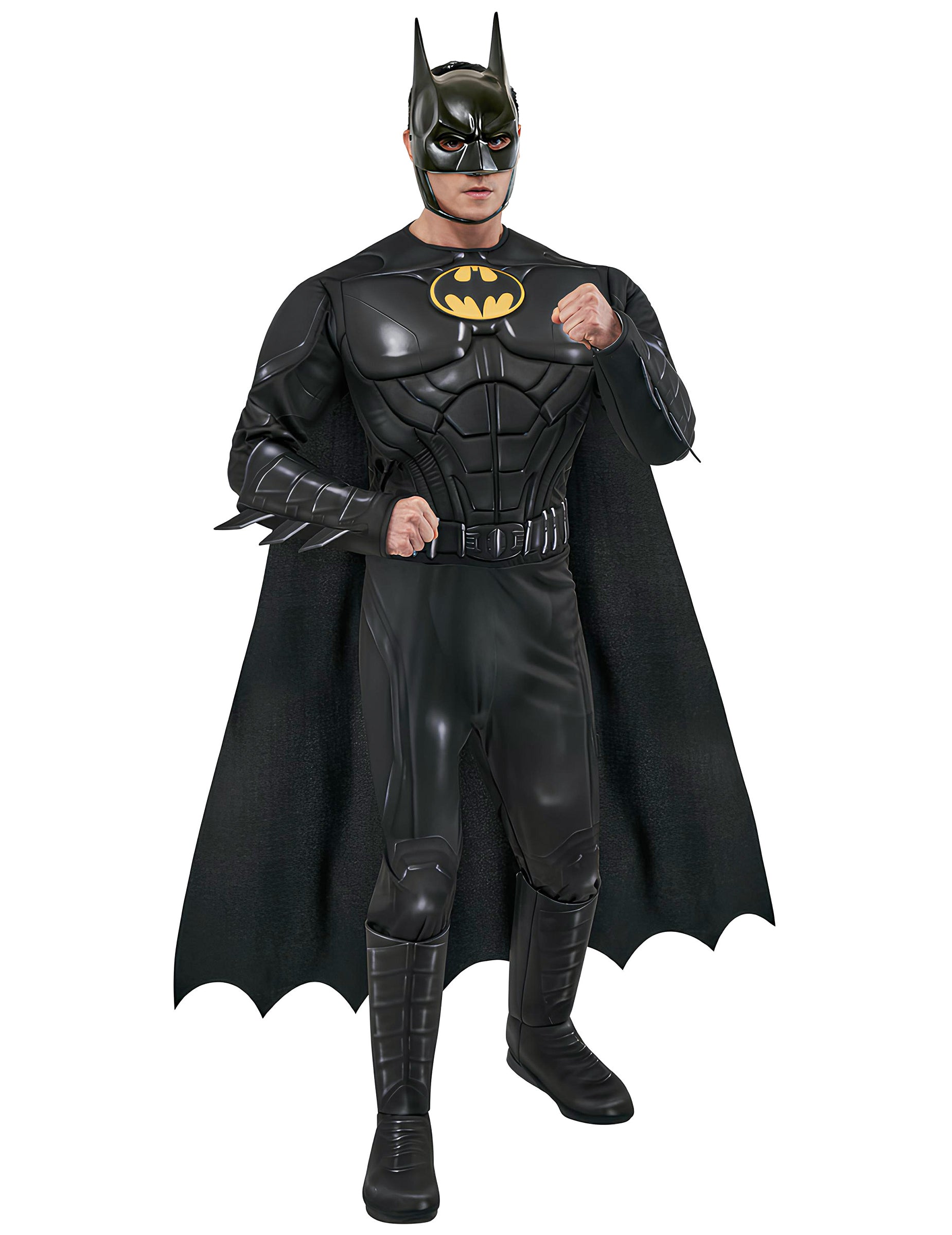 Déguisement Batman 1989 Luxe pour adulte noir avec torse musclé et logo jaune