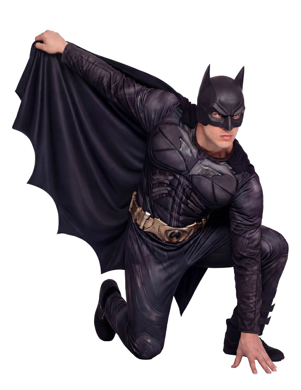 Pogled od spredaj z razprtim plaščem luksuz Batman™ Dark Knight Rises kostuma