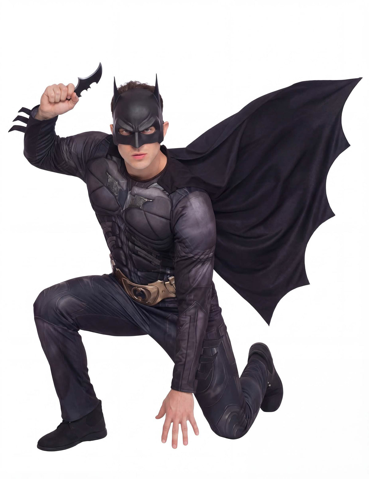 Bojna poza z batarangom iz luksuznega kostuma Batman™ Dark Knight Rises za moški