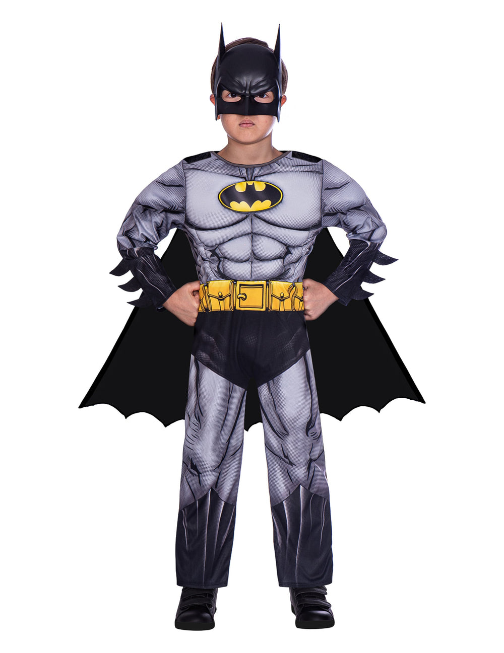 Déguisement Batman pour enfant gris classique avec masque et cape