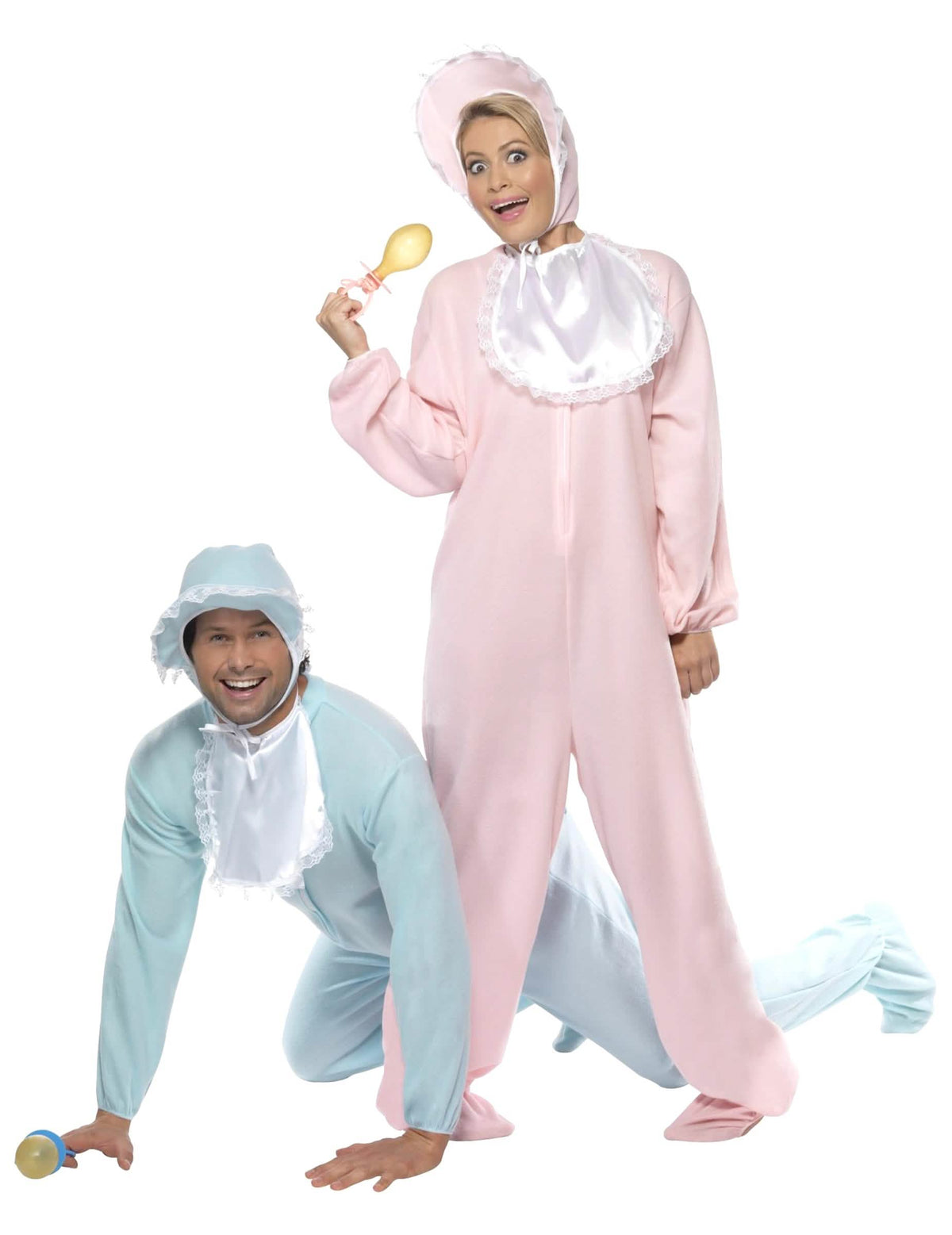 Mise en situation du déguisement de bébé pour homme bleu clair