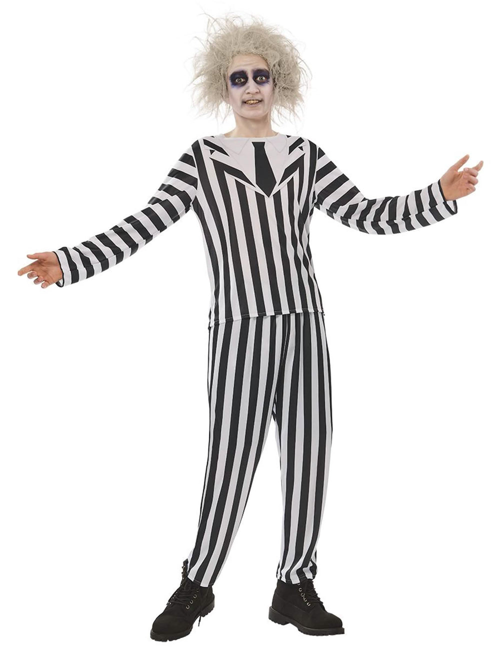 Déguisement Beetlejuice™ pour adulte à rayures noires et blanches