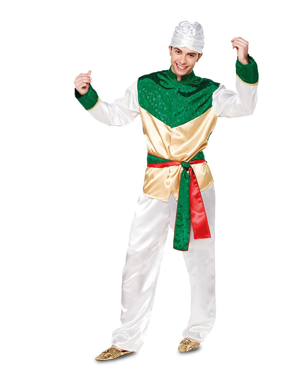 Déguisement Bollywood pour homme blanc avec détails verts et dorés