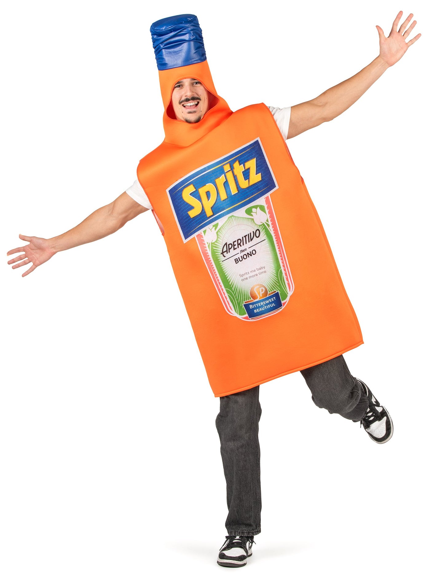 Kostum za odrasle v obliki steklenice oranžnega aperitiva