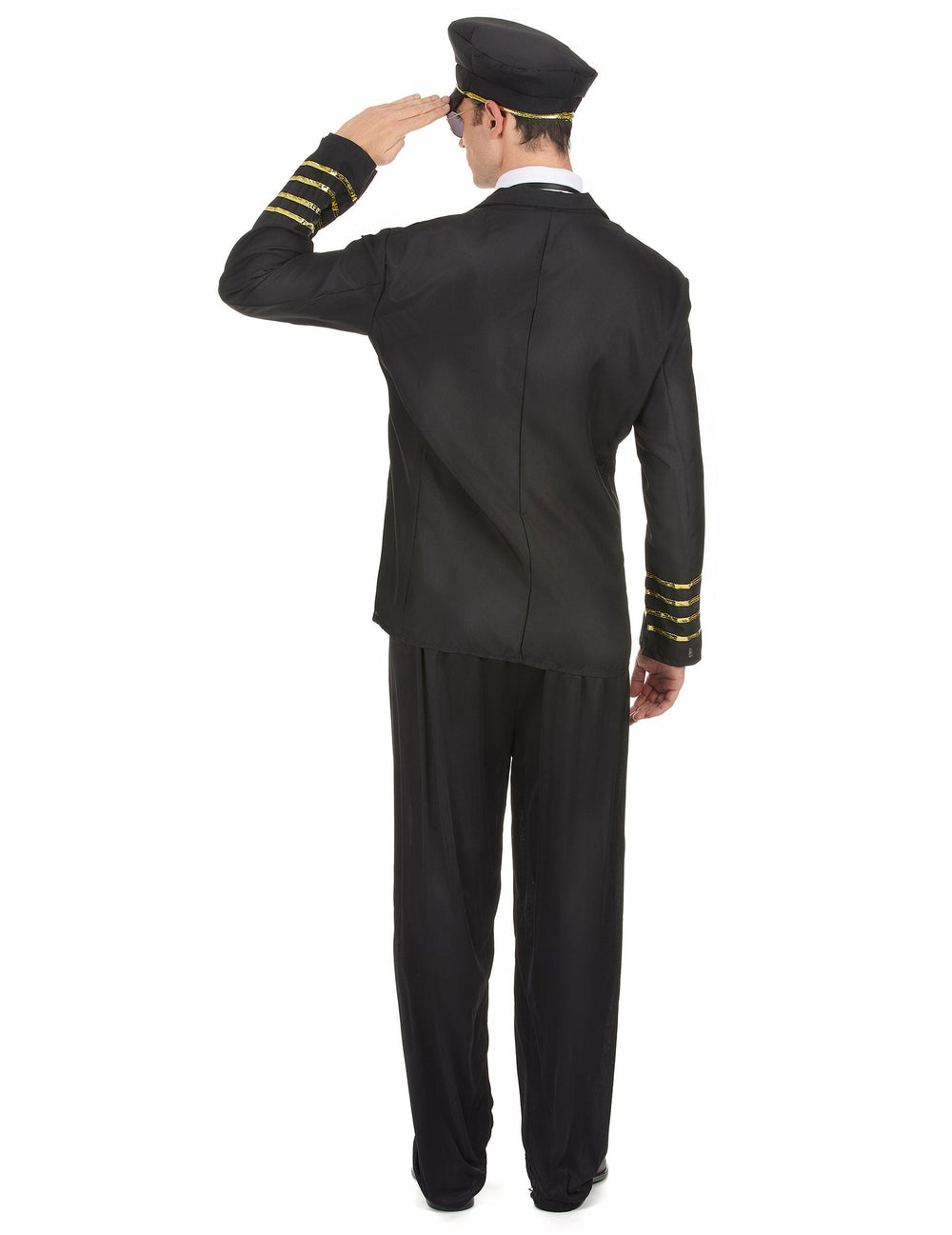 Vue de dos du déguisement capitaine pour homme