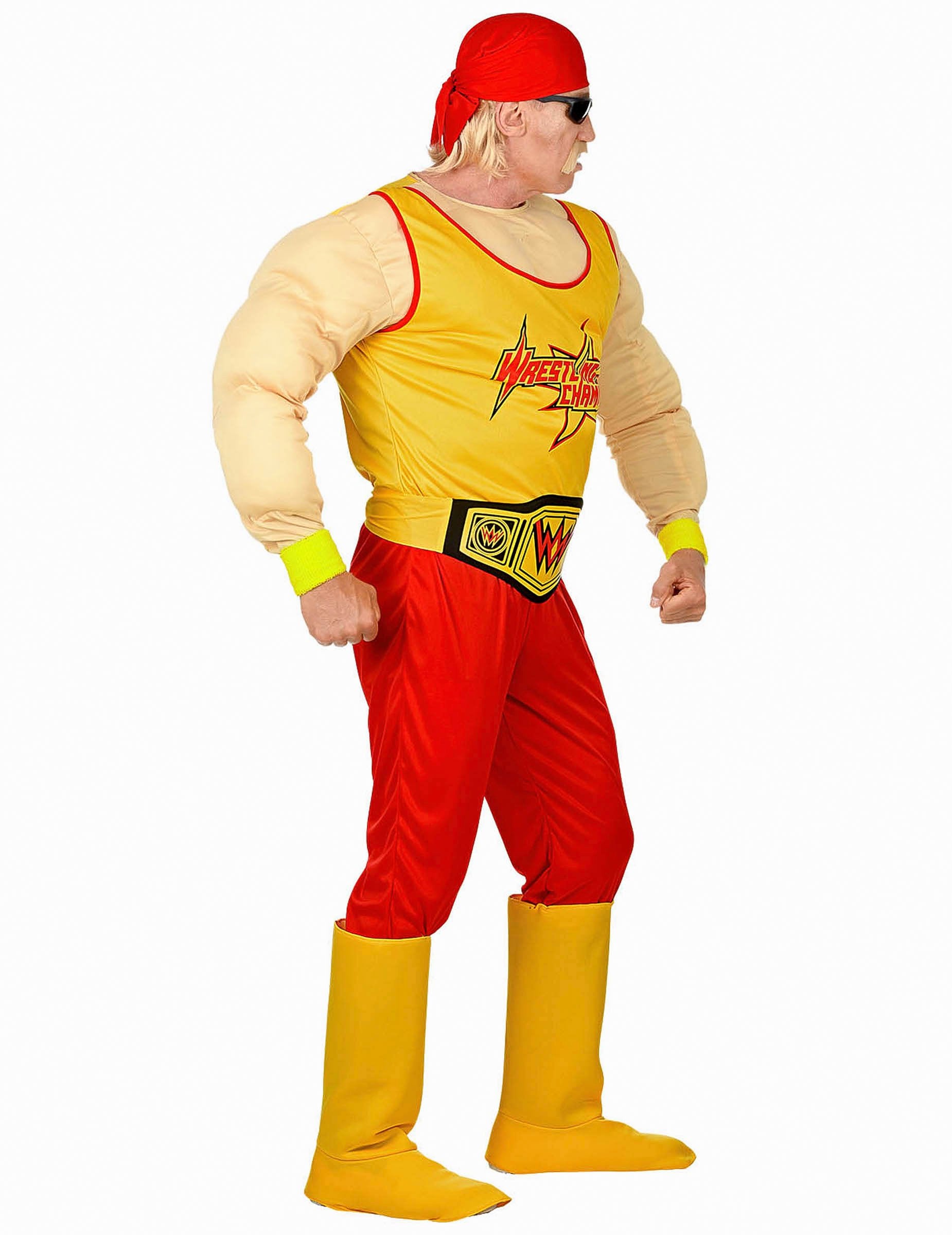 Vue de profil du déguisement de catcheur pour homme