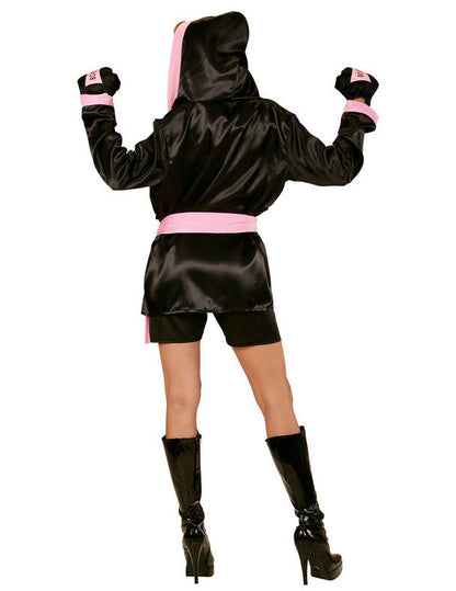 Vue de dos du déguisement championne de boxe sexy pour femme