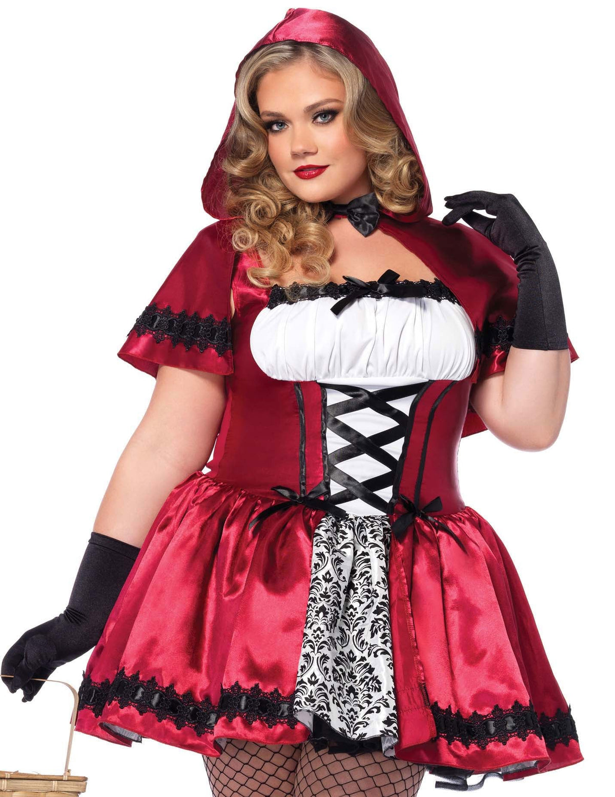 Déguisement de chaperon rouge pour femme rouge et noir avec cape à capuche