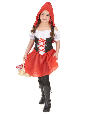 Déguisement chaperon rouge classique pour fille rouge et noir avec capuche