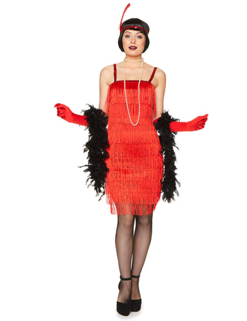 Déguisement de charleston pour femme rouge à franges