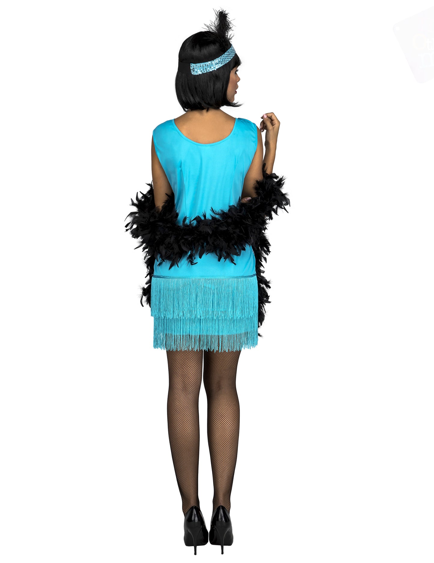 Kostum charleston v turkizni barvi s bleščicami za ženske 