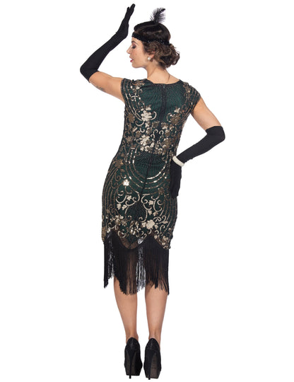 Luksuzni zeleni bleščeči kostum Charleston za ženske
