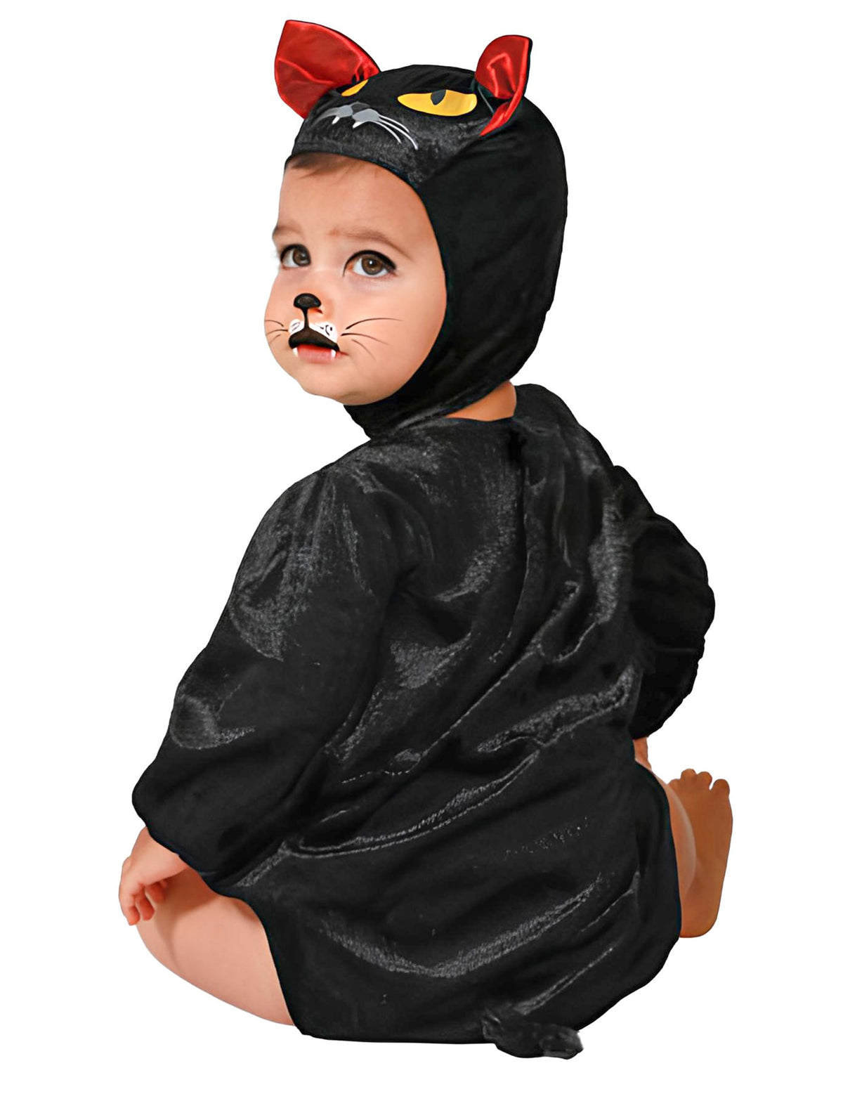 Vue de dos du déguisement chat noir pour bébé