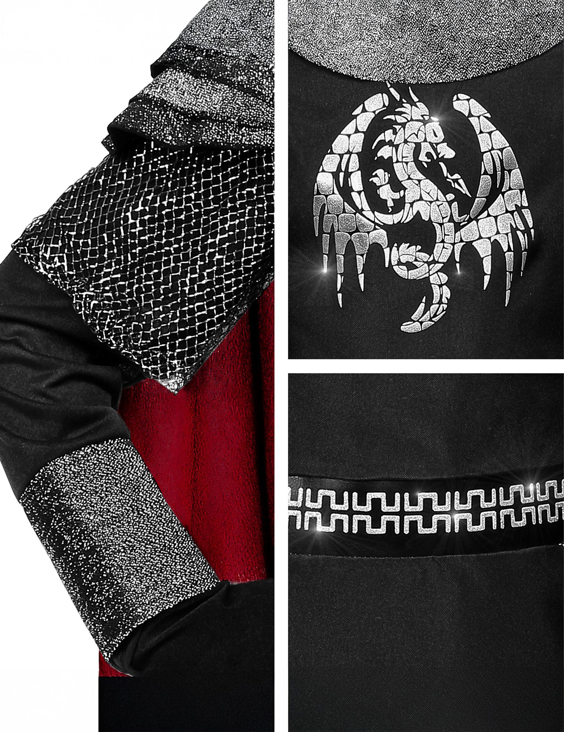 Détails de l'emblème de dragon et de la ceinture du déguisement chevalier des dragons