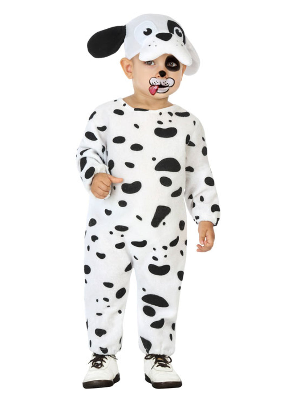 Déguisement chien dalmatien pour bébé blanc à taches noires