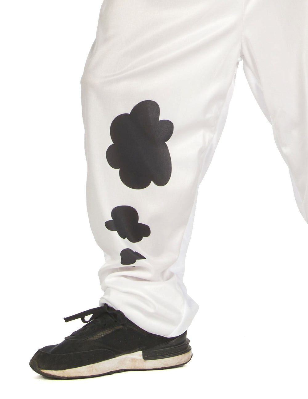 Gros plan sur les taches de dalmatien du pantalon du déguisement de chien pompier pour enfant