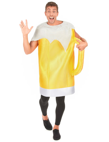 Kostum piva za odrasle v rumeni in beli barvi z peno