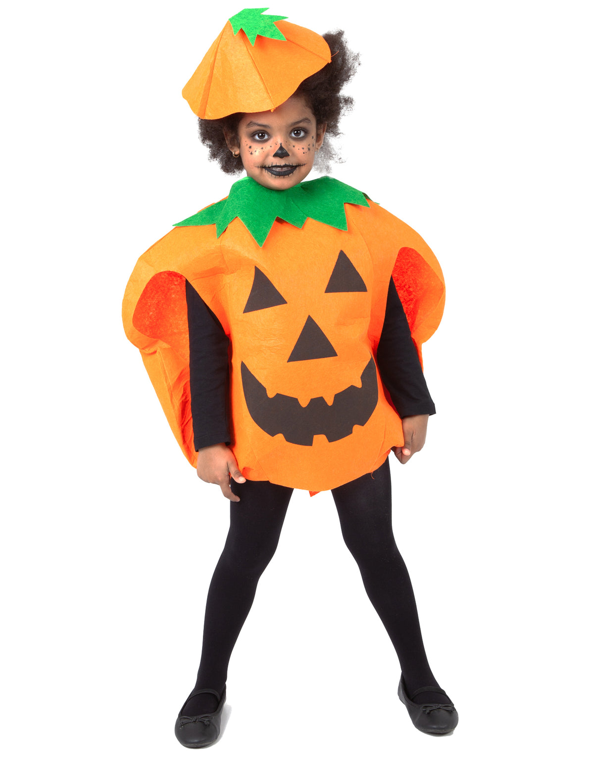 Déguisement Citrouille pour enfant orange et vert avec chapeau