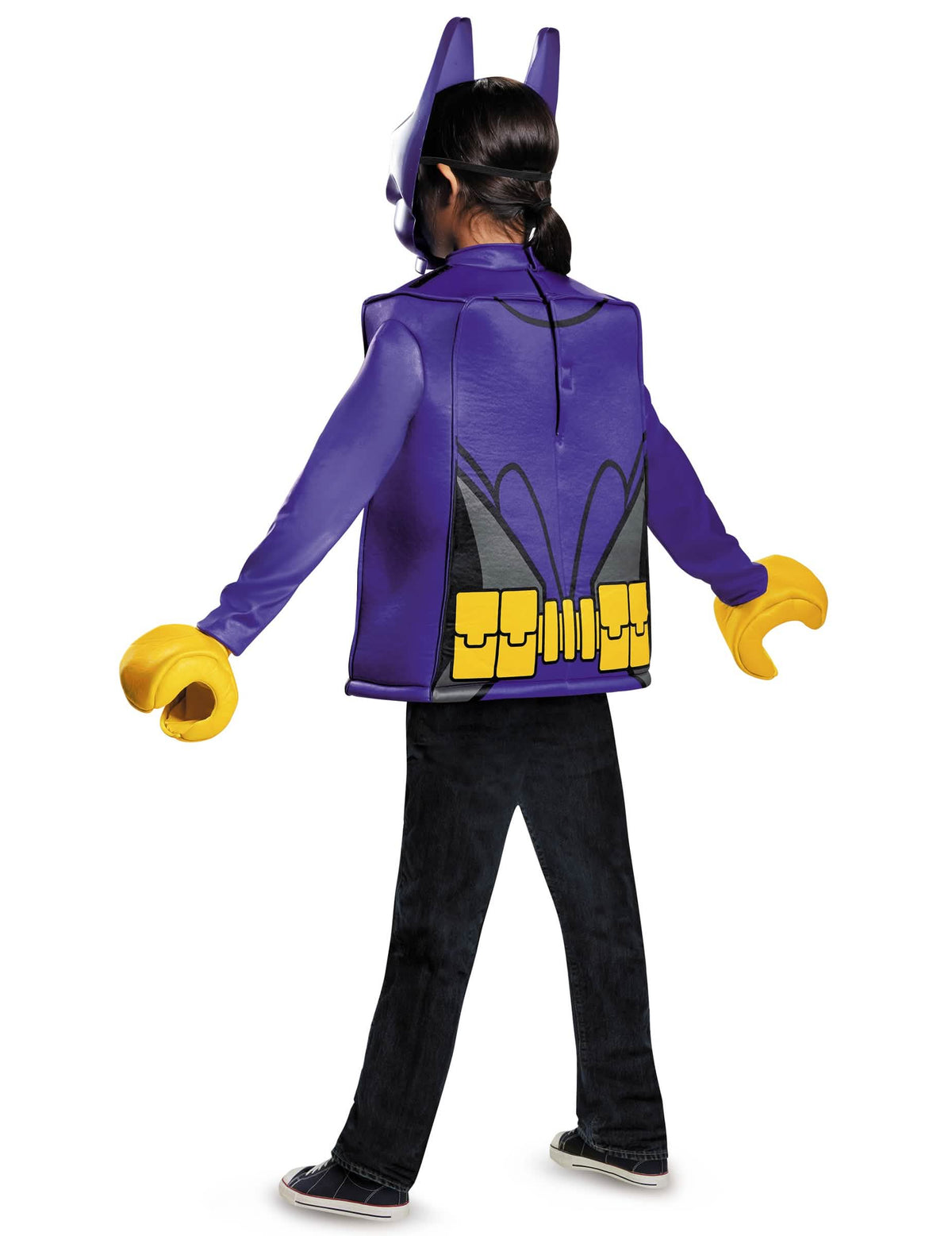 Pogled od zadaj na klasičen kostum Batgirl LEGO movie za otroka