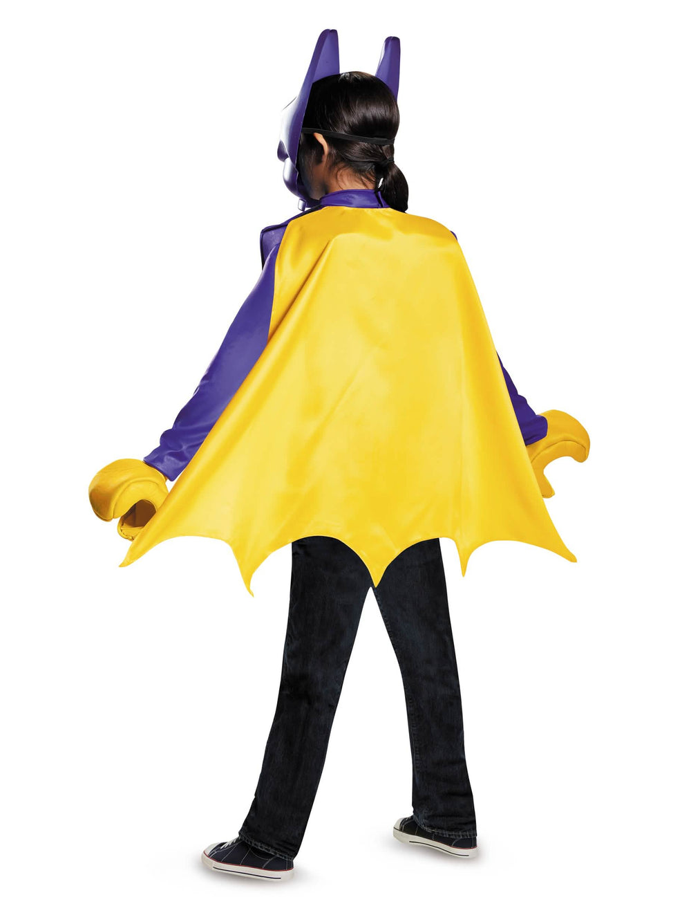 Pogled od zadaj klasične otroške maske Batgirl LEGO movie