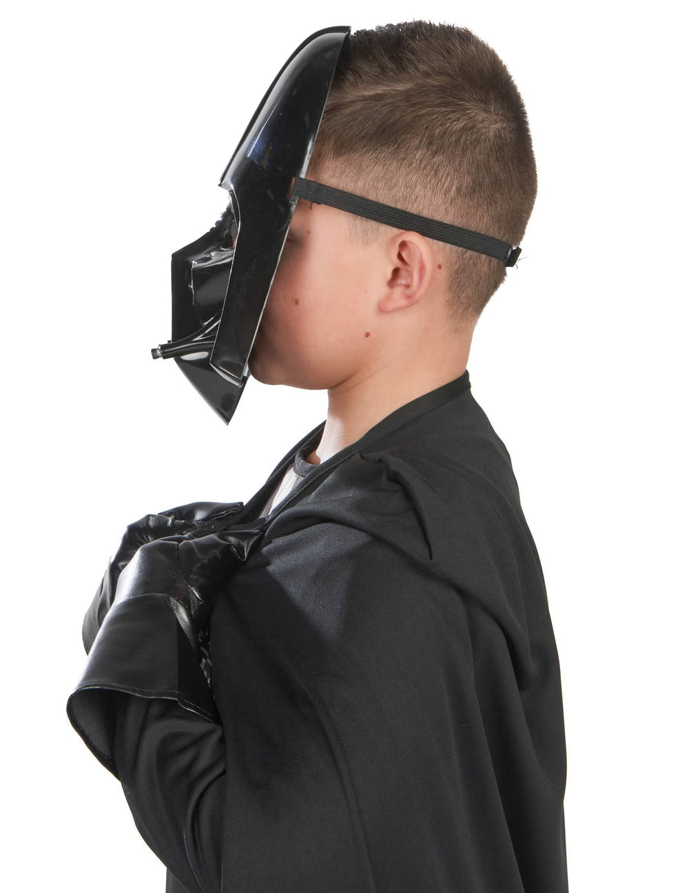 Stranski pogled maske klasičnega kostuma Darth Vader za dečka