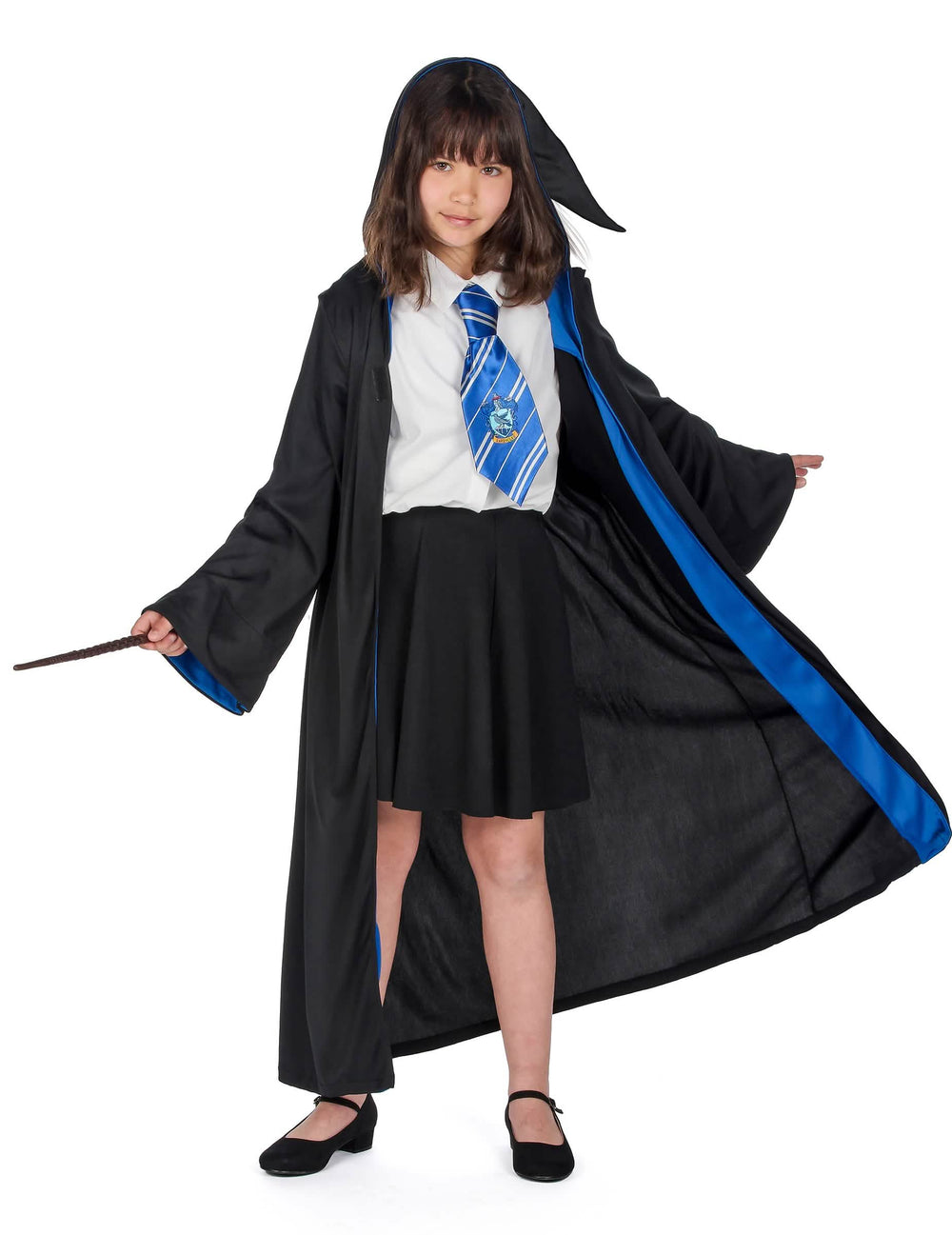 Klasičen kostum Ravenclaw Harry Potter za otrok, črna in modra s kravato