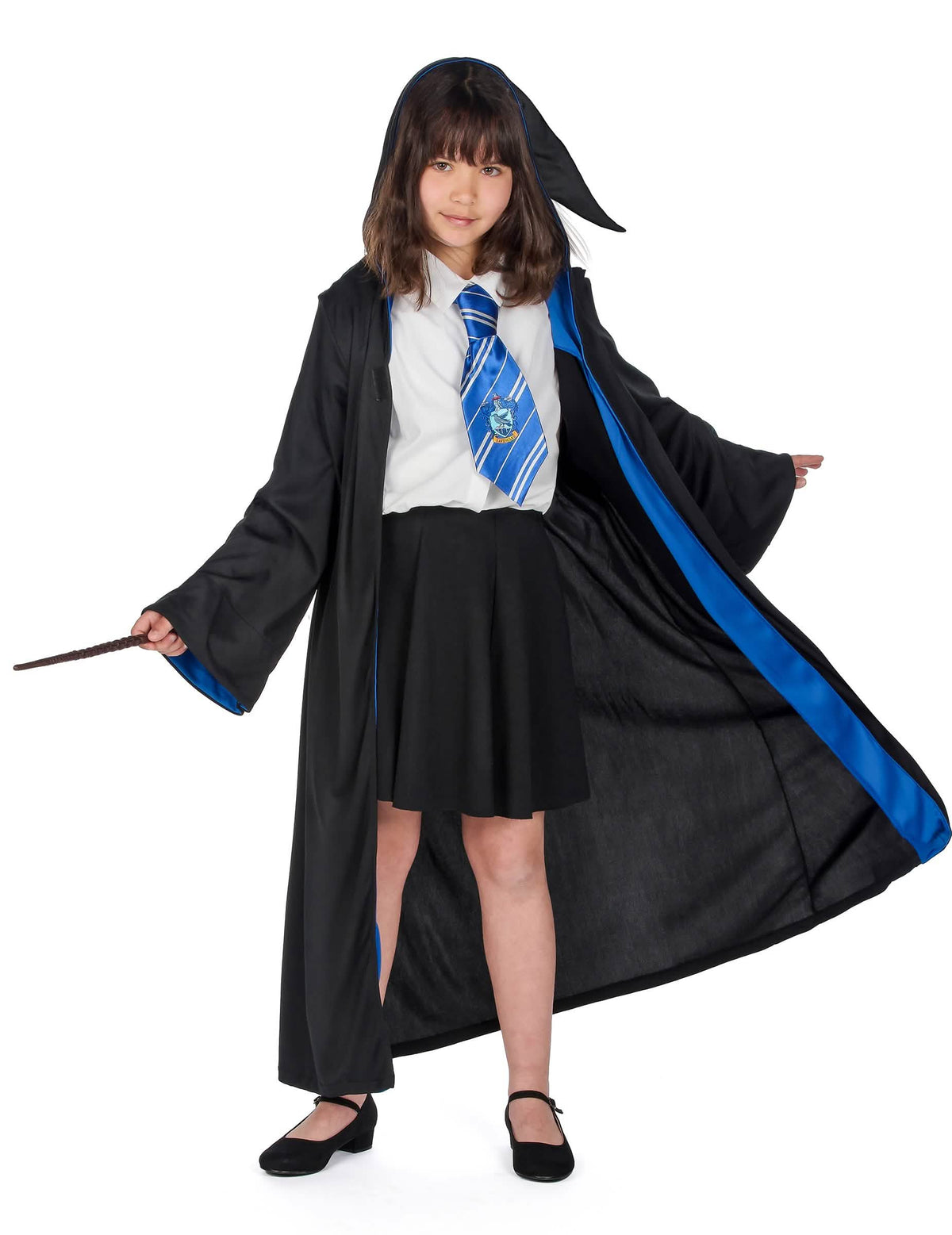 Klasičen kostum Ravenclaw Harry Potter za otrok, črna in modra s kravato