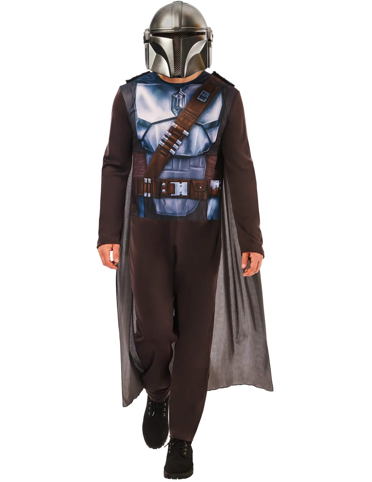 Déguisement classique Star Wars - The Mandalorian pour adulte marron et argenté avec cape et masque