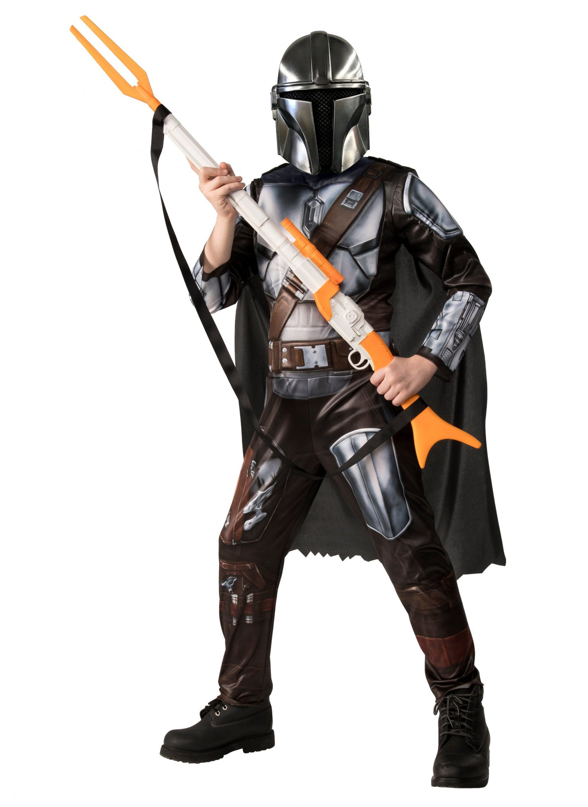 Déguisement classique Star Wars The Mandalorian pour enfant argenté et marron avec masque