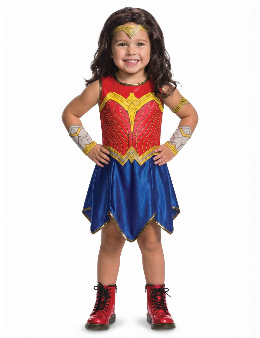 Pogled od spredaj na klasični kostum Wonder Woman Justice League™ za dekle