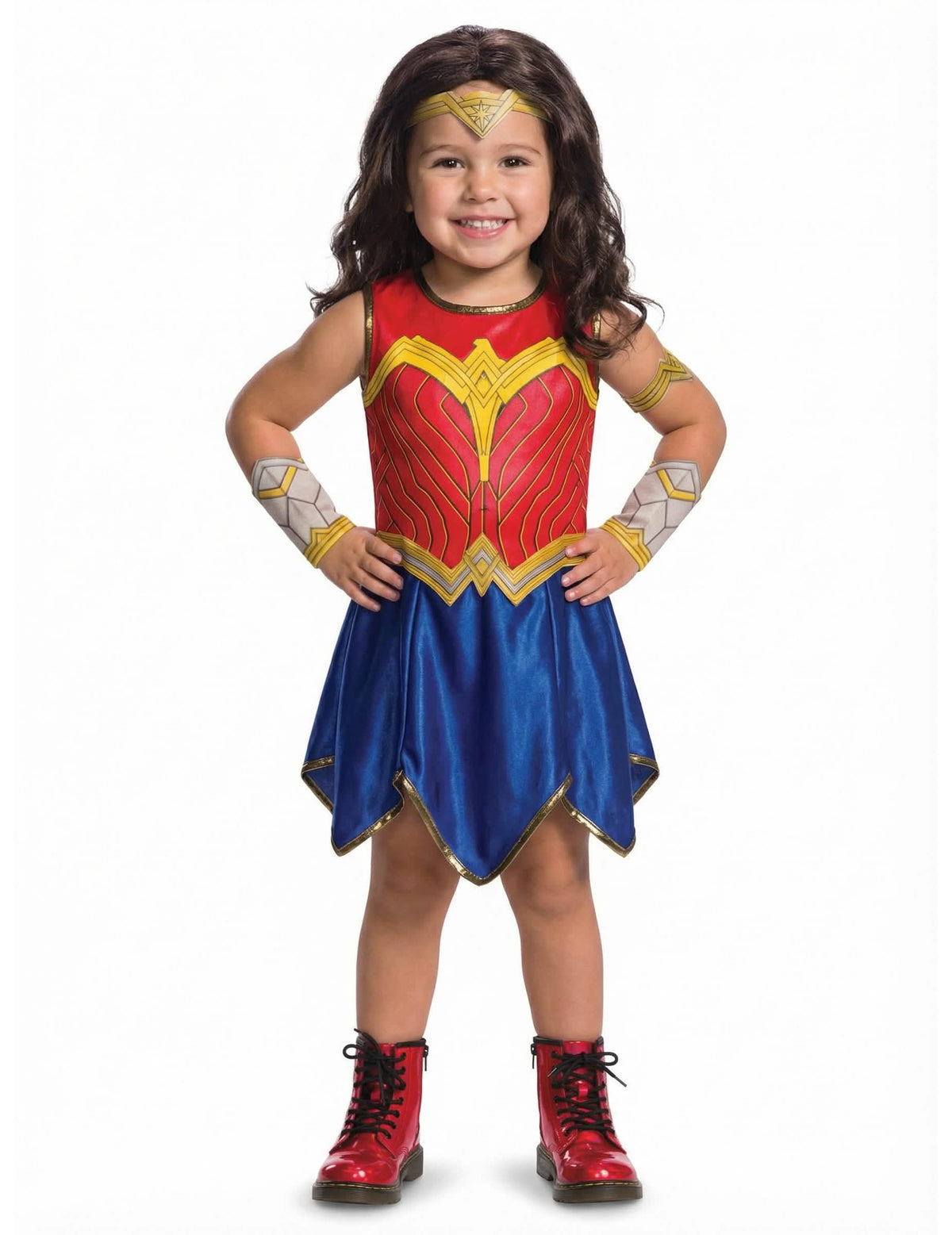 Pogled od spredaj na klasični kostum Wonder Woman Justice League™ za dekle