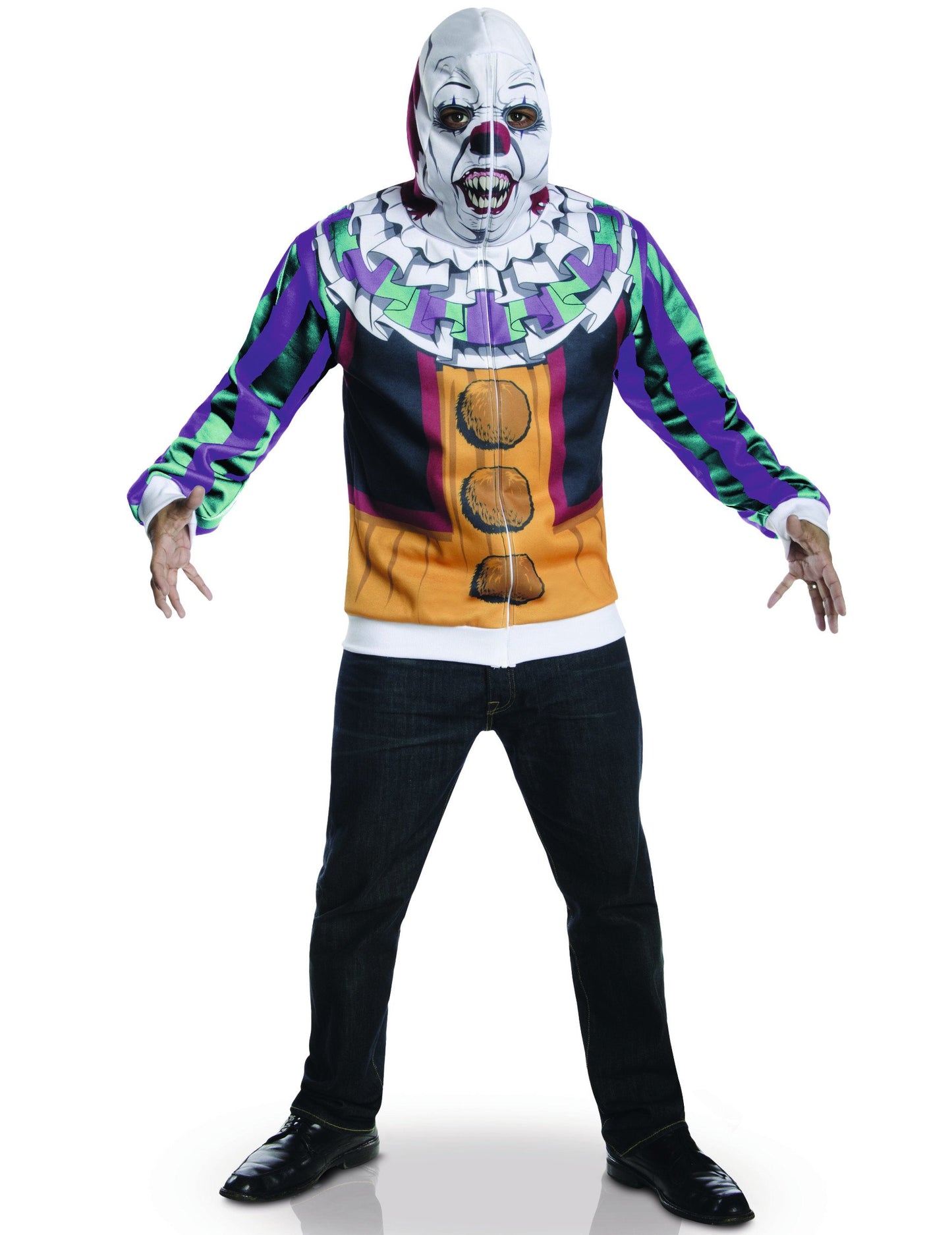 Veste clown Ça pour adulte multicolore avec capuche masque intégrée