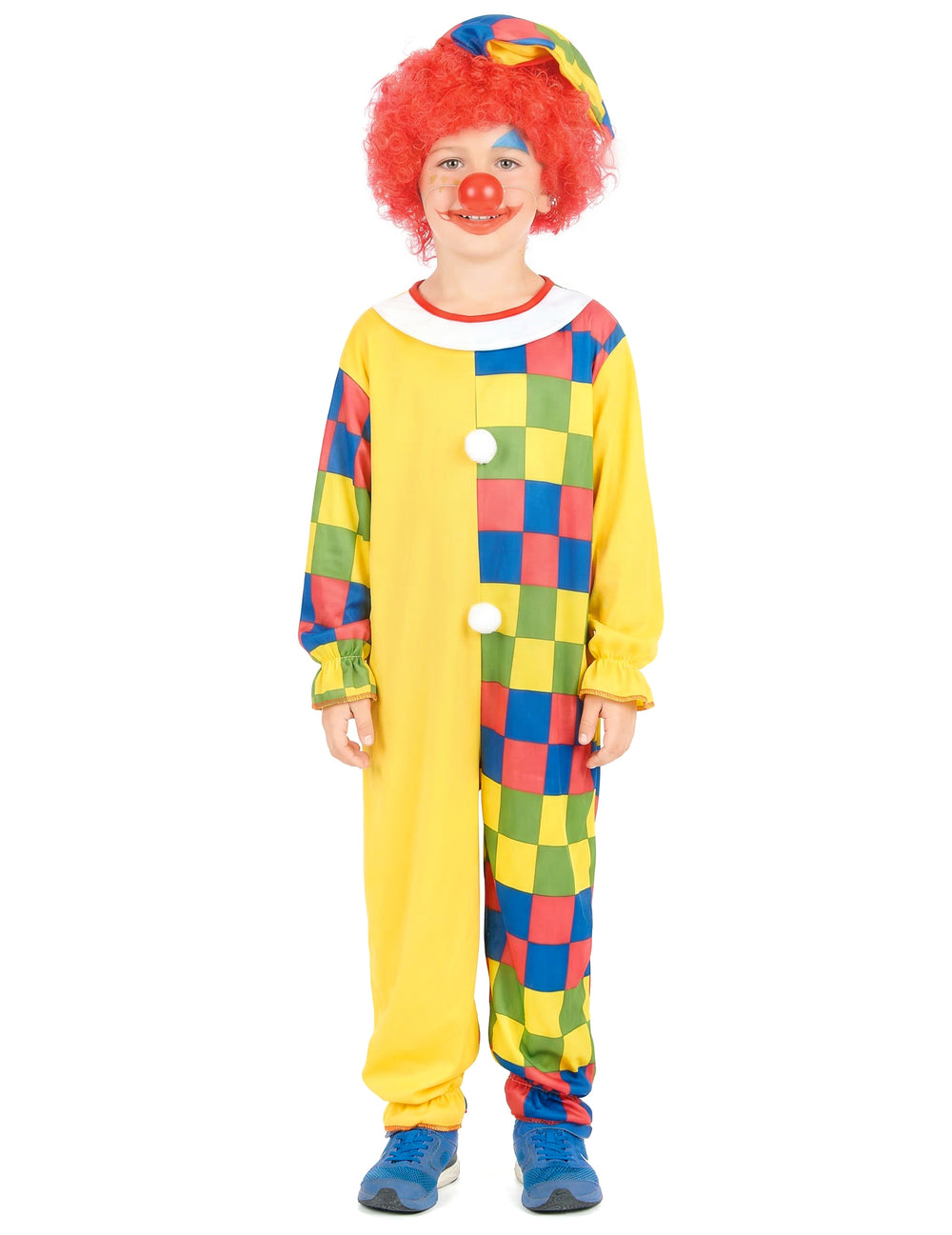 Vue d'ensemble du déguisement clown à carreaux pour garçon