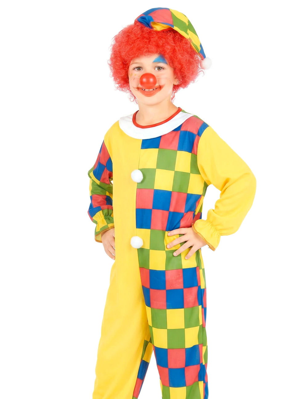 Portrait du déguisement clown à carreaux pour garçon
