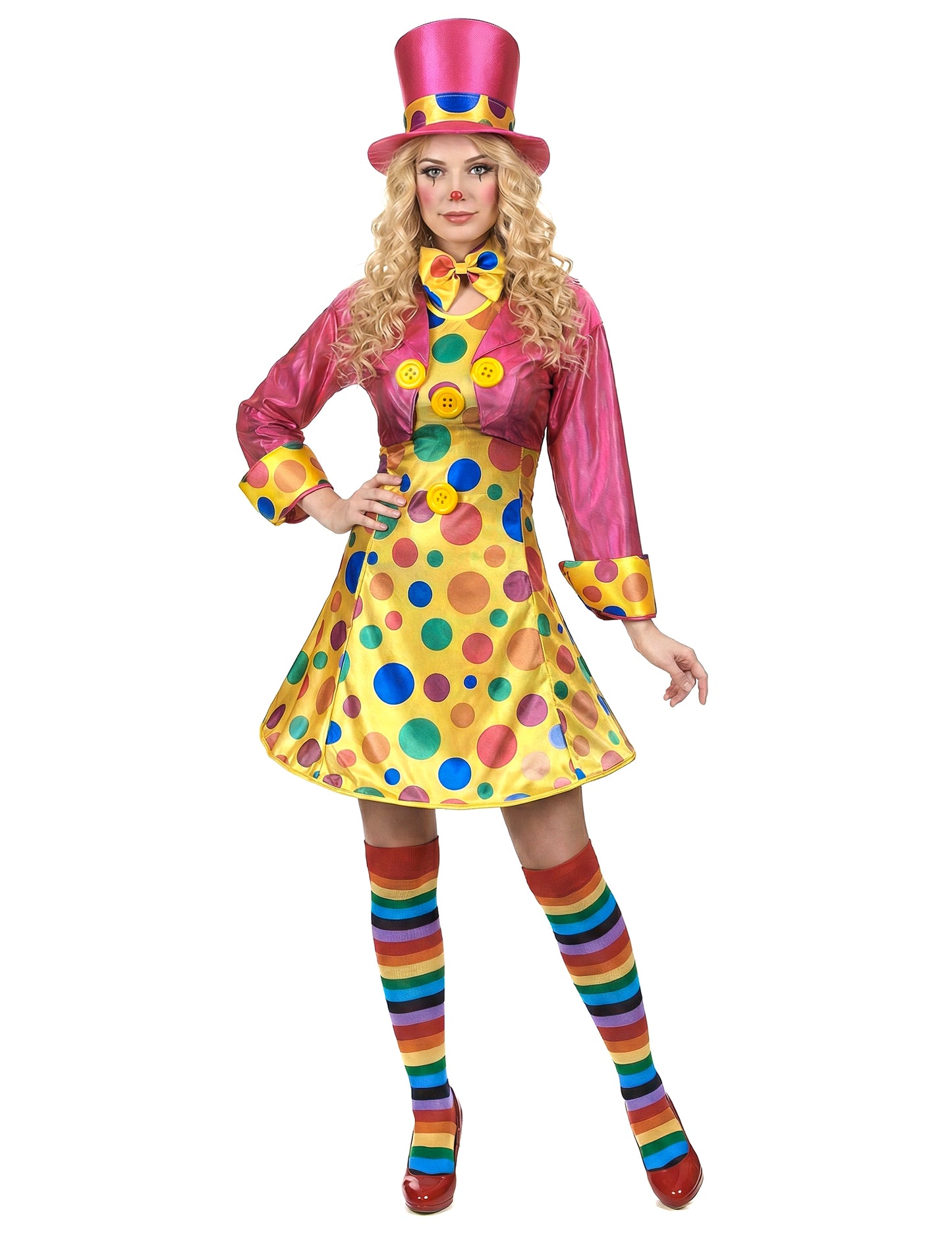 Sprednji pogled na zabaven kostum klovna za ženske