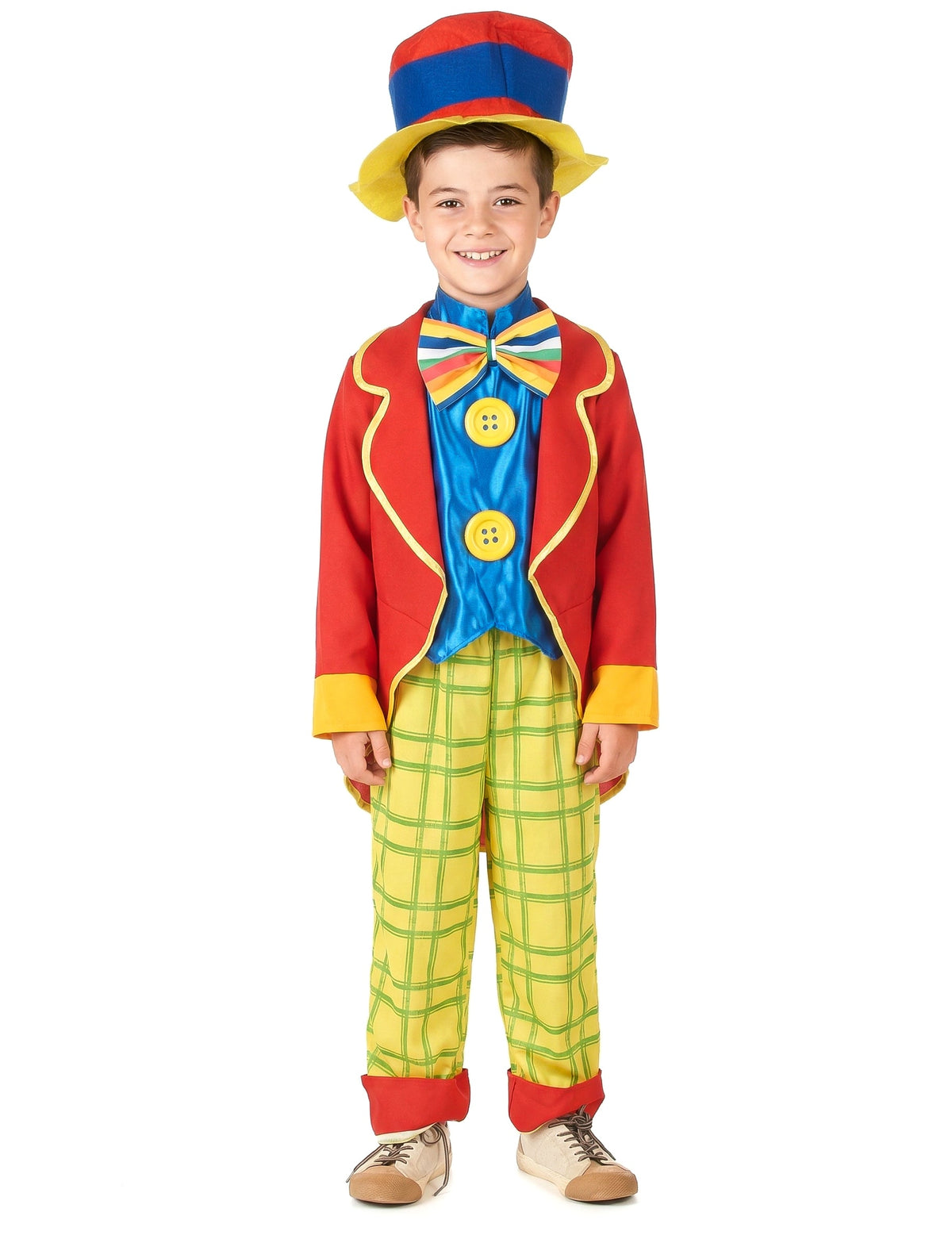 Vue de face du déguisement clown amusant pour garçon