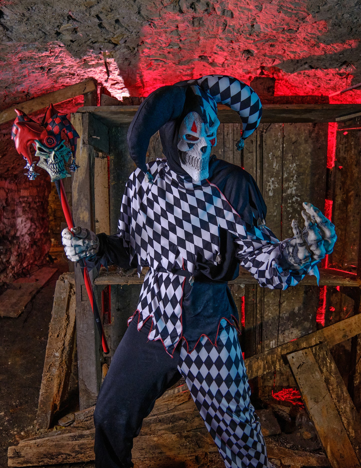 Déguisement clown Arlequin d'Halloween homme noir